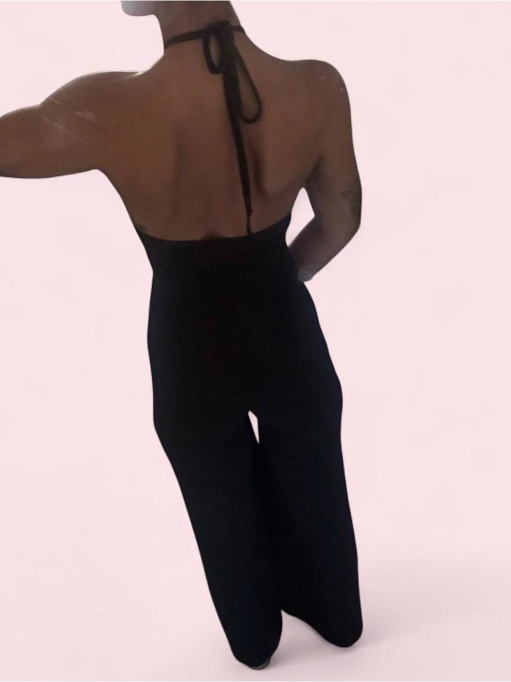 Black Halter Backless Jumpsuit